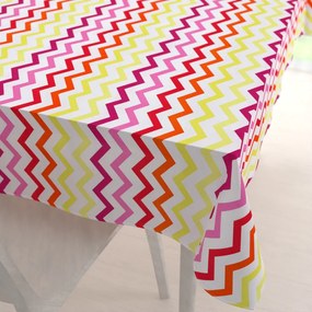 Biante Bavlnený obdĺžnikový obrus Sandra SA-379 Žlto-ružovo-červené cik-cak pásiky 100x140 cm