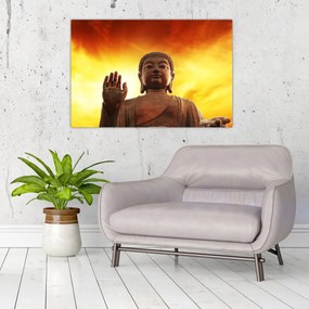 Obraz - Budha s červenožltým pozadím (90x60 cm)