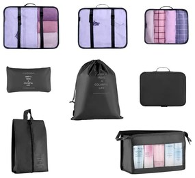 Sada organizérov do kufra, 8-dielna, čierna