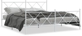 Kovový rám postele s čelom a podnožkou biely 180x200 cm 376573
