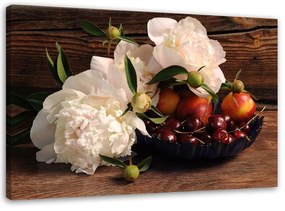 Obraz na plátně Zátiší Ovoce Květiny - 90x60 cm