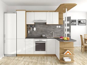 Nabytekmorava Kuchyna s ostrovčekom Bára C farba kuchyne: dub sonoma tmavá / biela, pracovná doska: s pracovnou doskou