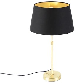Stolná lampa zlatá/mosadzná s tienidlom čiernym so zlatom 32 cm - Parte
