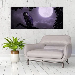 Obraz - Nočná sova, fialová (120x50 cm)