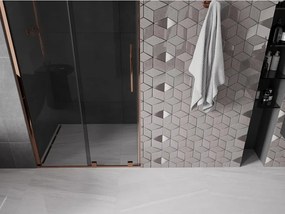 Mexen Velar, posuvné sprchové dvere do otvoru 100 cm, 8mm šedé sklo, ružové zlato, 871-100-000-41-60