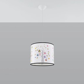 Detské závesné svietidlo Owls, 1x plastové tienidlo so vzorom, (fi 30cm)