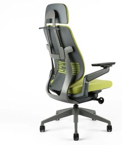Kancelárska ergonomická stolička Office Pro KARME — viac farieb, s podhlavníkom a podrúčkami Zelená F01