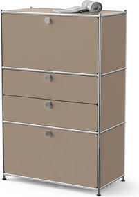 Kovová komoda »CN3« s 2 výklopnými priečinkami a 2 zásuvkami, hnedosivá