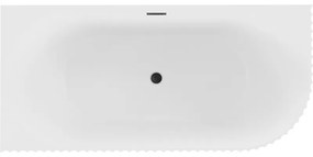 Mexen Gia, voľne stojaca rohová vaňa, drážkovaná, ľavá, 170 x 80 cm, biela matná, čierna matná, 52701708001L-70