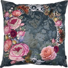 Zelený ručne vyrobený vankúš s kvetmi v korune Crown - 45*45*10cm