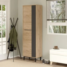 Vysoká skrinka na topánky Houseland Artego dub Castello/antracitovo sivá