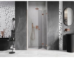 Mexen Lunar-F, pravé skladacie sprchové dvere 70 cm, 8mm číre sklo, medený matný profil, 836-070-000-65-00-P