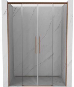 Mexen Rox, posuvné sprchové dvere 150 cm, 8mm číre sklo, medený matný profil, 8C2-150-002-65-00