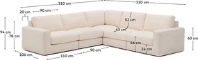Béžová ženilková rohová pohovka (variabilný roh/do L) Alea – Kave Home