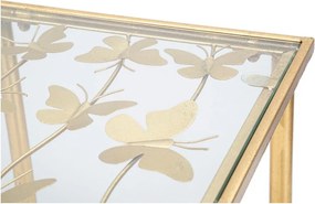 Biely/v zlatej farbe konzolový stolík so sklenenou doskou 35x100 cm Butterflies – Mauro Ferretti