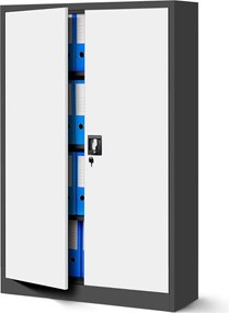 Kancelárska kovová skriňa KEVIN: antracitovo-biela 90x140 cm (1037)