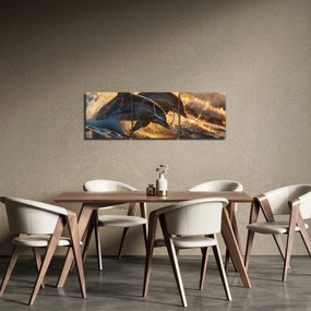 Obraz - Delfíny (s hodinami) (90x30 cm)