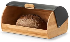 Zeller Present Chlebník veľký, bambusový s odklápacím vekom - čierny kov