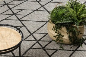 Koberec Šnúrkový SIZAL FLOORLUX 20508 strieb. / čierny Trojuholníky