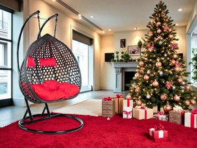 Závesné hojdacie dvojkreslo VALENCIA - čierno červené