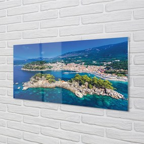 Nástenný panel  Grécko Panorama more mesto 125x50 cm