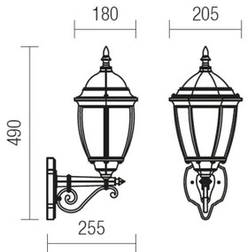 Redo 9604 - Vonkajšia nástenná lampa SEVILLA 1xE27/42W/230V IP44 zlatá/patina