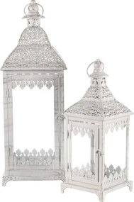 Set dvoch kovových lampášov biely JL326 (2 ks)