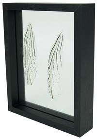 Dekoratívne rámček s perím a tmavým rámom - 27,5 * 35 * 5cm