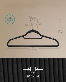 Sada 50 ks sametových ramínek Janis černá