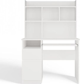 Písací stôl s nadstavbou PORTO ľavý matná biela