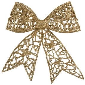 Zlatá trblietavá dekorácia mašle - 18*2*16 cm