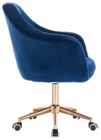 LuxuryForm DESIGN Kreslo ANDORA VELUR na zlaté podstave s kolieskami - modré