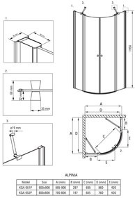 Deante Alpinia, štvrťkruhový sprchový kút s výklopnými dverami 90x90 cm, výška 195cm, 6mm číre sklo s ActiveCover, chrómový profil, KGA_051P