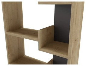 Knižnica v dekore duba v čierno-prírodnej farbe 60,5x162 cm Klapo – Marckeric