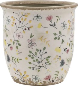 Béžový antik keramický obal kvetináč s kvetmi Cavaillon M - Ø 14,5*14,5 cm