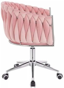 LuxuryForm DESIGN Stolička NORDEN VELUR na striebornej podstave s kolieskami - ružová