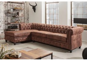 Rohová sedacia súprava 40611 Chesterfield - Antik Hnedá  - Komfort-nábytok
