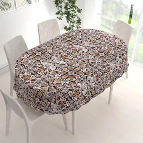 Biante Saténový oválny obrus LUP-501 Vianočné perníčky na sivom 140x220 cm