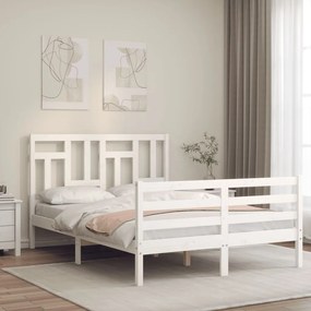 Rám postele s čelom biely 4FT malé dvojlôžko masívne drevo 3194932