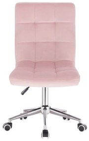 LuxuryForm DESIGN Stolička TOLEDO VELUR na striebornej podstave s kolieskami - ružová