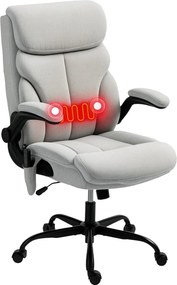 HOMCOM Ergonomická kancelárska stolička s masážou a vyhrievaním, otočná stolička s nastaviteľnou výškou a skladacími opierkami, vysoký operadlo so dia