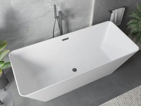 Mexen Velo Slim, voľne stojaca vaňa 170 × 75 cm, biela lesklá, grafitový prepad, 52811707500-66