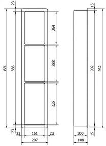 Mexen X-Wall-K, zapustená polica z konglomerátu 93,2 x 20,7 cm, biela, 1900932010