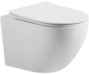 Cerano Cesso, závesná WC misa Rimless, Vortex + UF sedátko - biela matná - 49x36 cm, CER-CER-476681