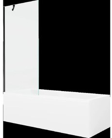 Mexen Cubik obdĺžniková vaňa 160 x 70 cm s obkladom a 1-krídlovou sprchovou zástenou 80 cm, Transparentné, Čierna - 550316070X95