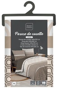 Hnedé bavlnené obliečky na dvojlôžko/predĺžené s plachtou/6-dielne 240x220 cm Pacha – douceur d'intérieur