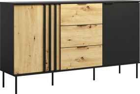 Komoda 2D3S, čierna/dub artisan, RIMINA
