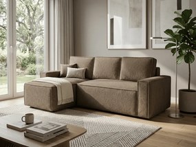 Rozkladacia obojstranná sedacia súprava do L SMART BOUCLE 232x143 cm, tmavobéžová