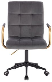 LuxuryForm DESIGN Stolička VERONA GOLD VELUR na čiernej podstave s kolieskami - tmavo šedá