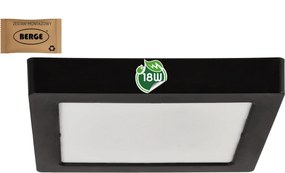 BERGE Štvorcový LED panel prisadený - čierny - 18W - PC - neutrálna biela